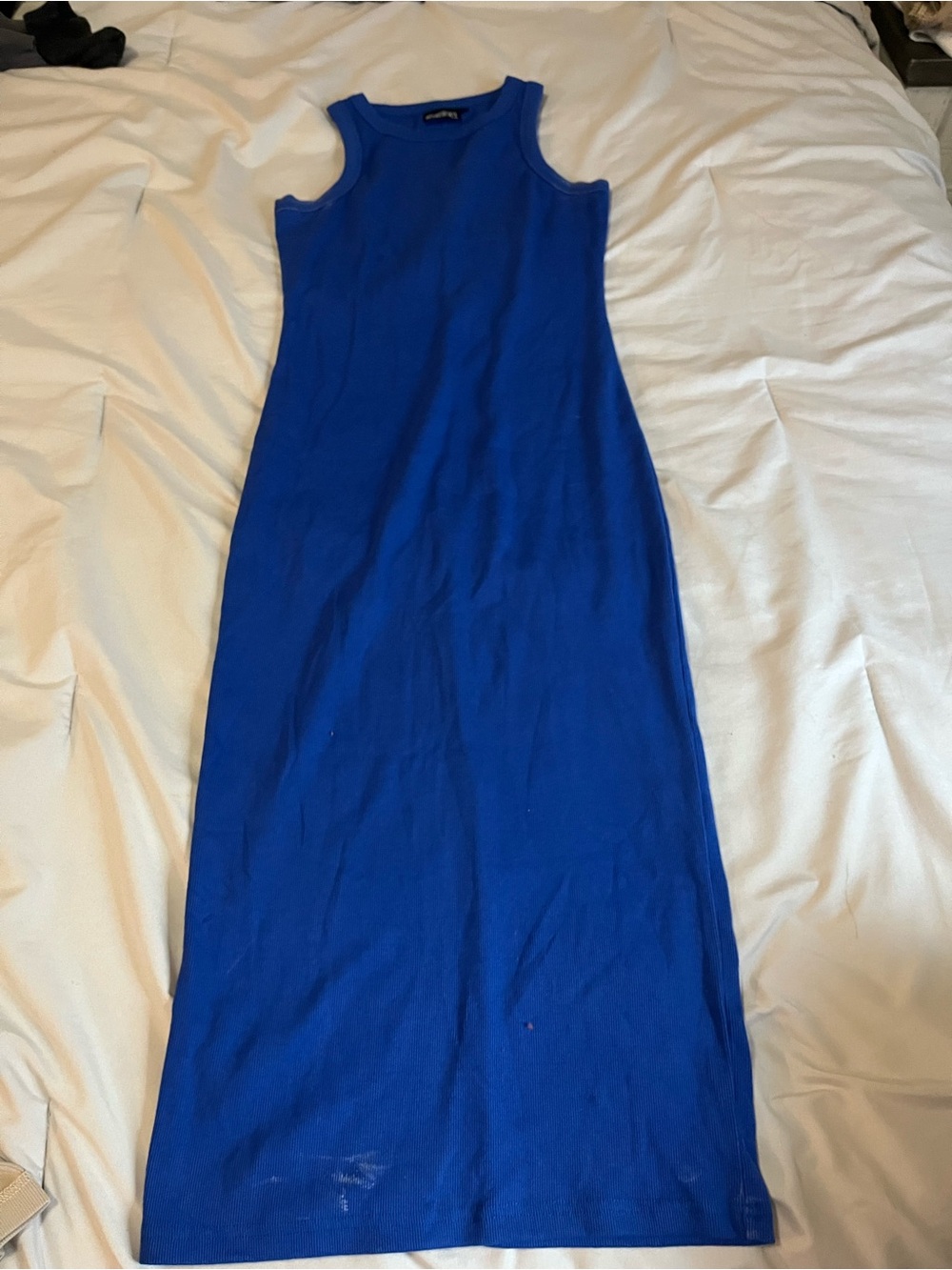 Fancy Homebody Sleeveless Royal Blue Knit Maxi Dress